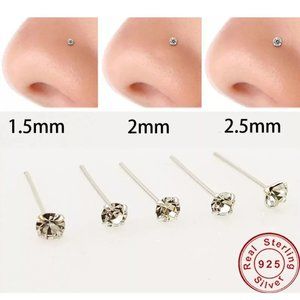 Nose Ring Sterling Silver 2.0mm Stone